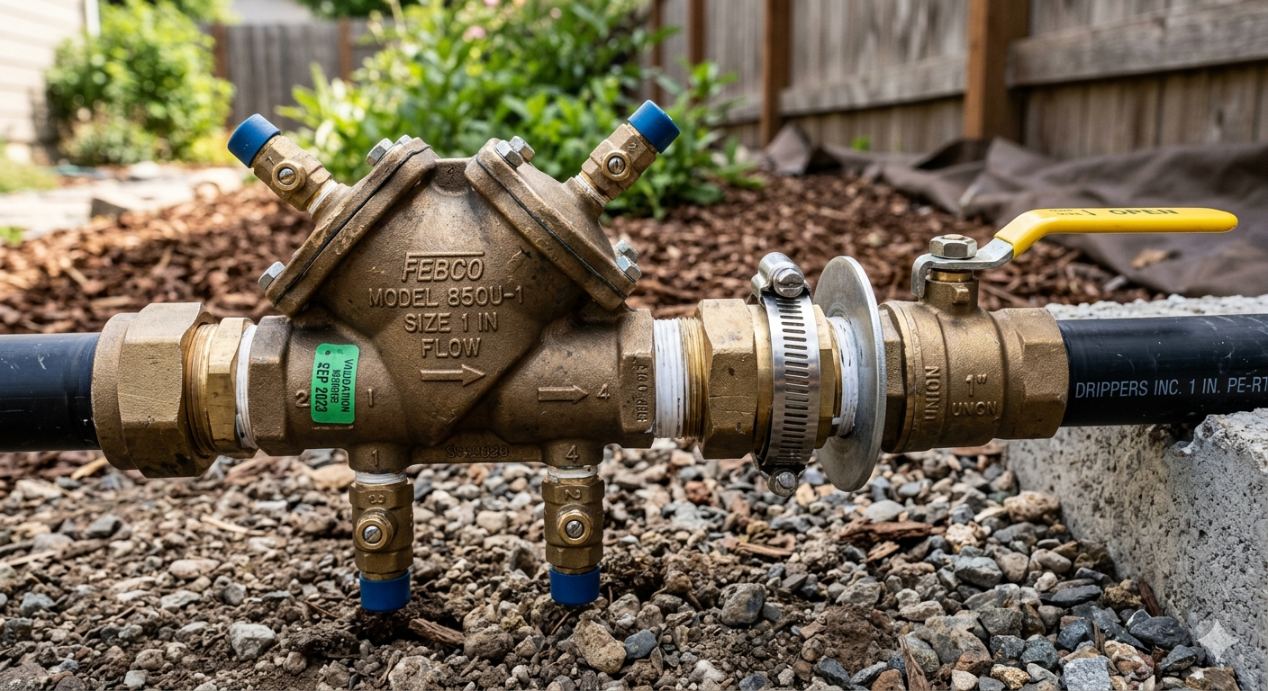 : Irrigation system cross connection point requiring backflow survey inspection 
